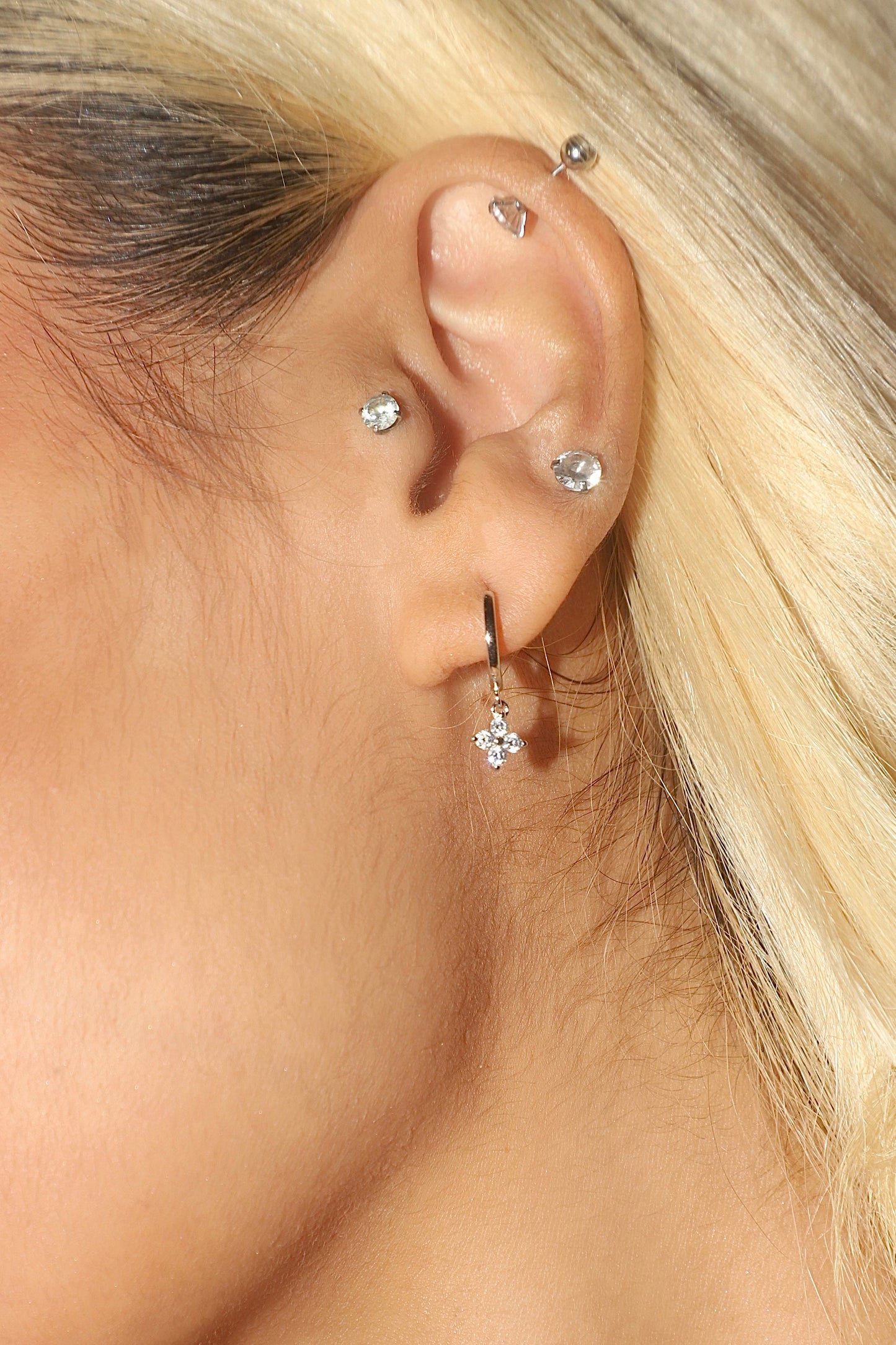 925 Sterling Silver Starlight Petal Hoop Earrings