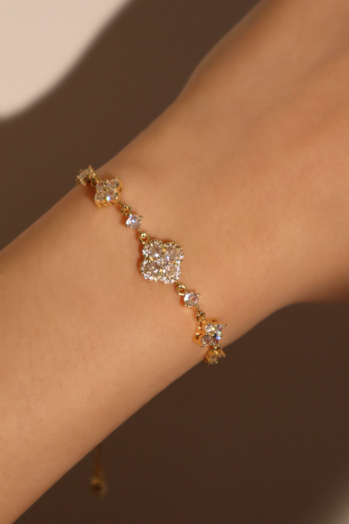 14K Real Gold Plated Diamond Starlight Petal Bracelet