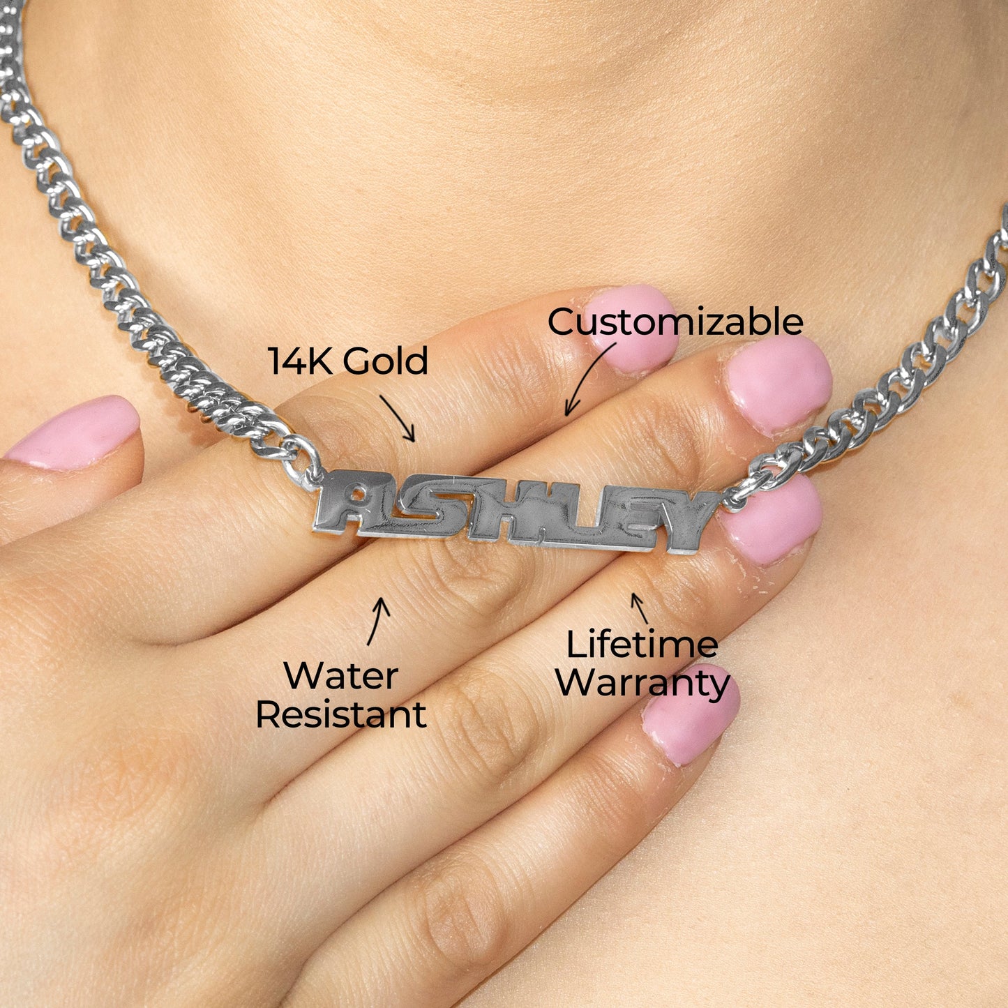 Women Jewelry - White Gold Name Necklace | Style # N13