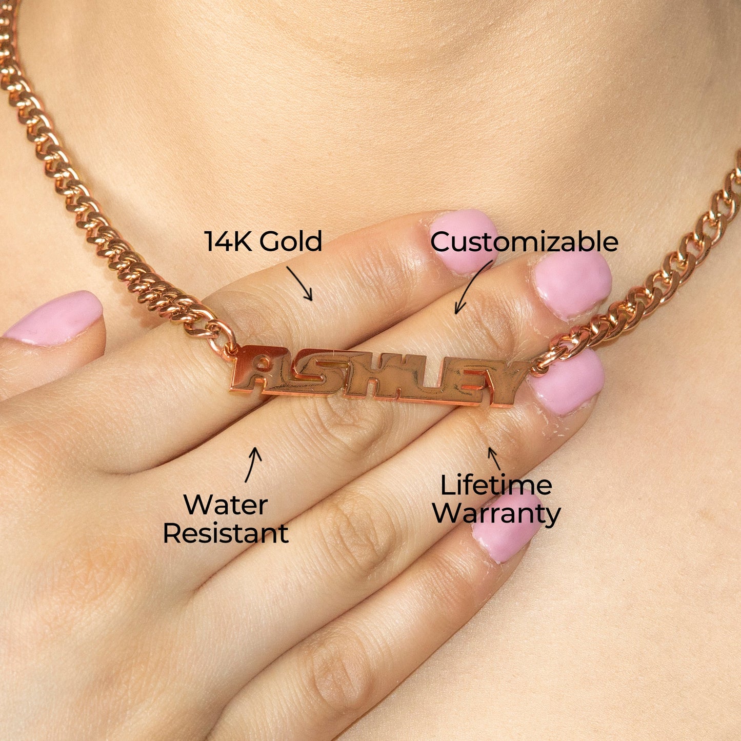 Women Jewelry - Rose Gold Name Necklace | Style # N13