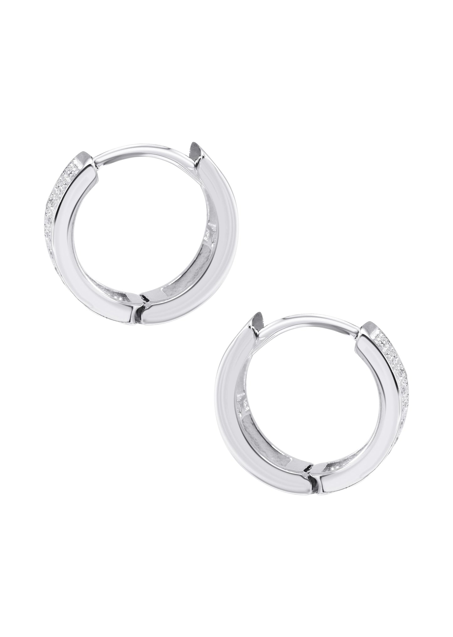 Mens Jewelry - Silver Round Iced Out VVS Hoop Earrings for Men | Appx. 3 Grams