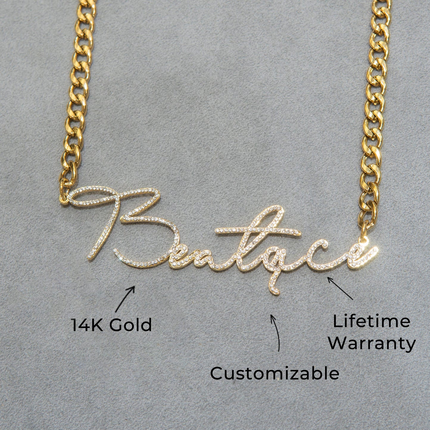 Women Jewelry - Iced Out VVS Name Necklace | Style # N39