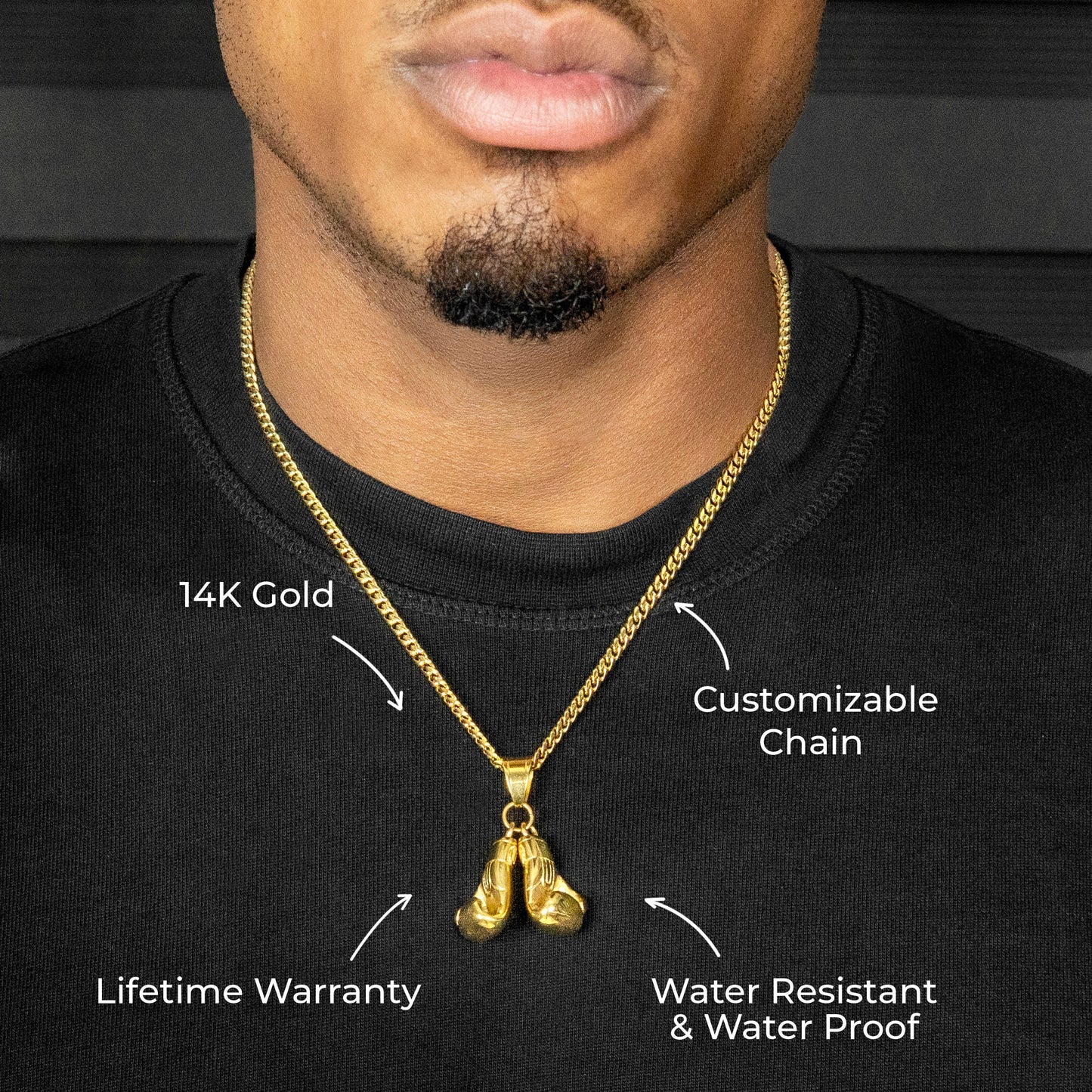 Mens Jewelry - 14K Gold Boxing Gloves Necklace | Appx. 20 Grams