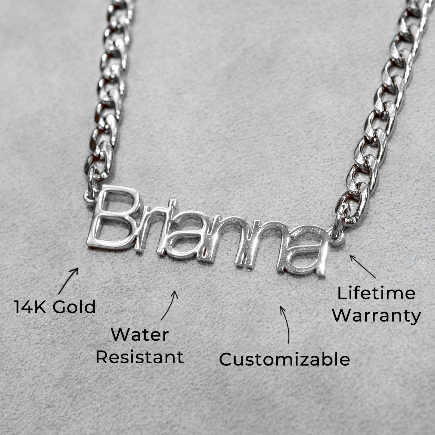 Women Jewelry - White Gold Name Necklace | Style # N14
