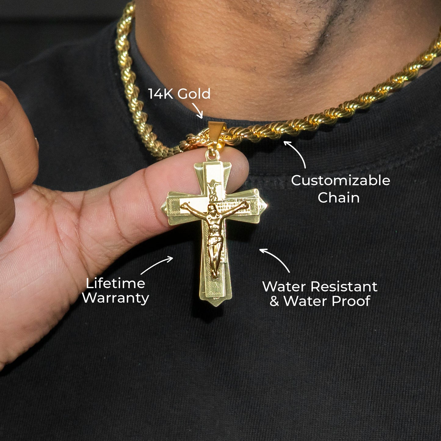 Mens Jewelry - Gold Crucifix Necklace | Appx. 12 Grams