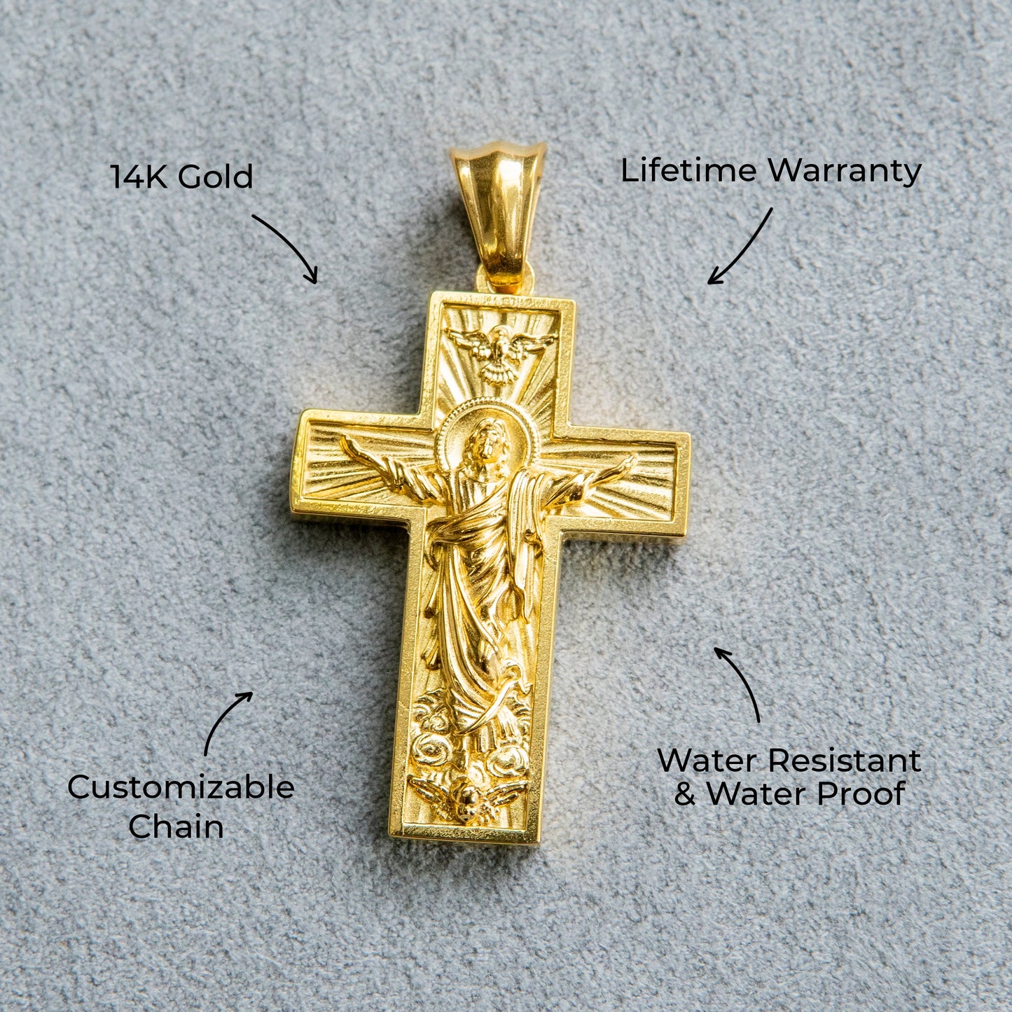 Mens Jewelry - 14K Gold Crucifix Cross Necklace | Appx. 8 Grams