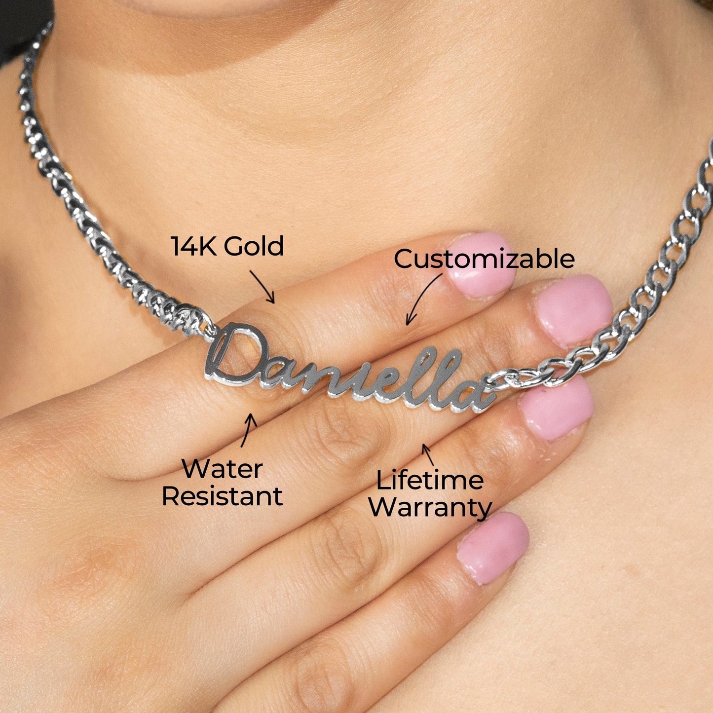 Women Jewelry - White Gold Name Necklace | Style # N17