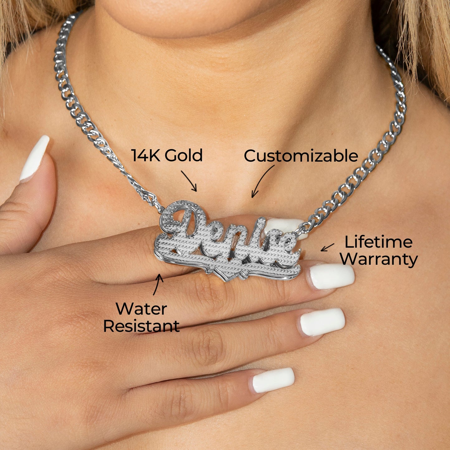 Women Jewelry - White Gold Name Necklace | Style # N16