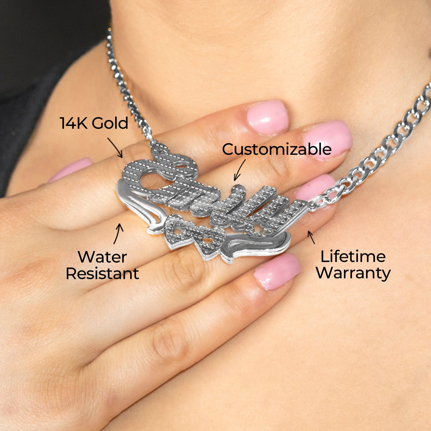 Women Jewelry - White Gold Name Necklace | Style # N43
