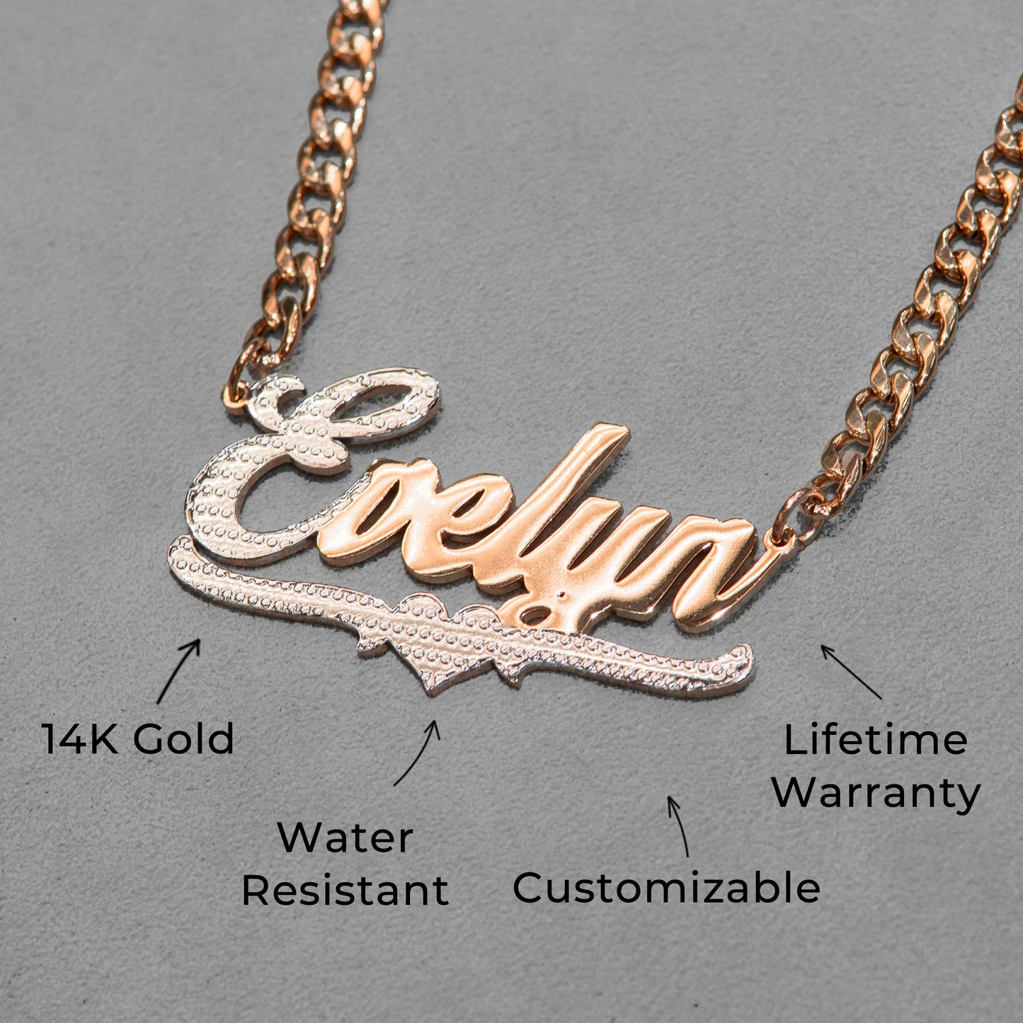 Women Jewelry - Rose Gold Name Necklace | Style # N19