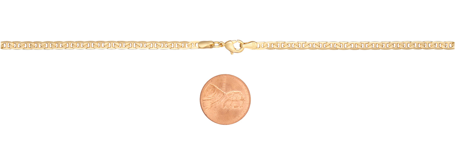 18k Gold Plated Flat Mariner 3.5MM Chain Necklace