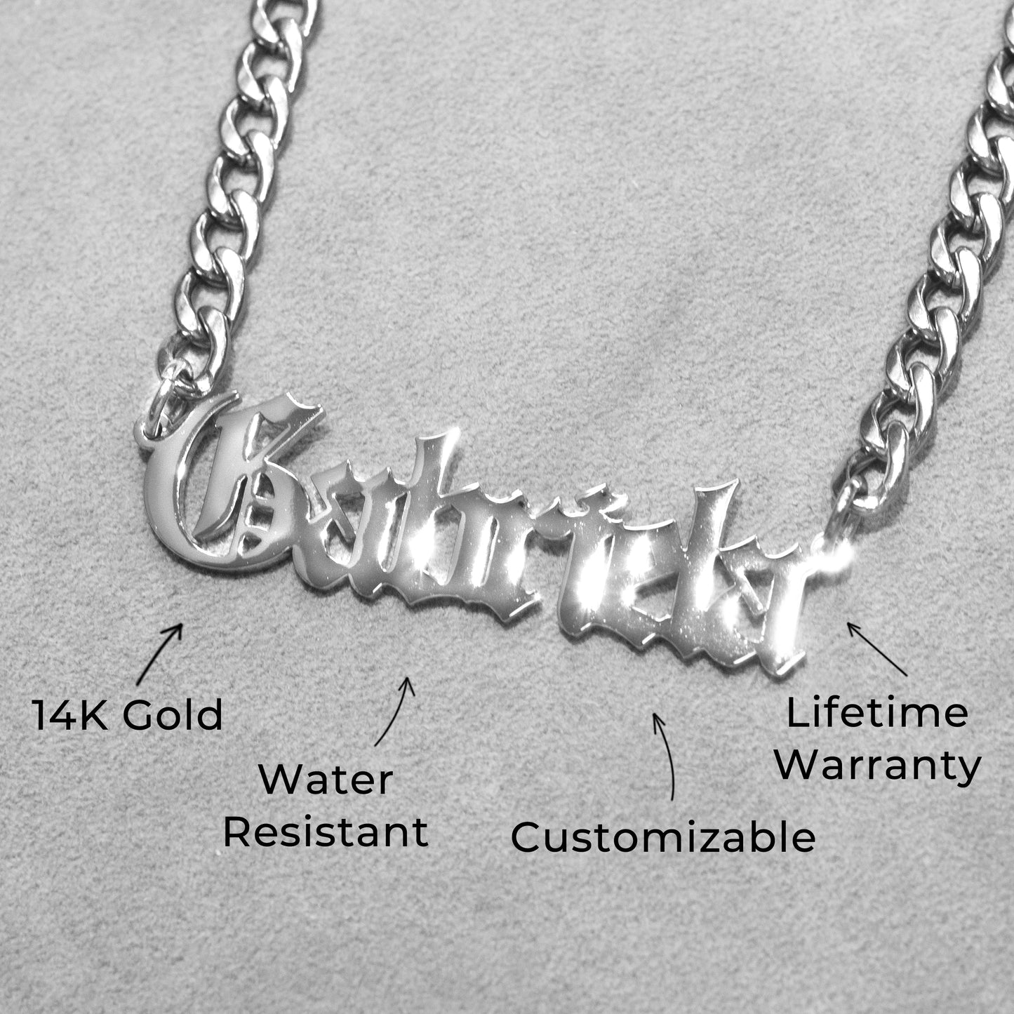 Women Jewelry - White Gold Name Necklace | Style # N02