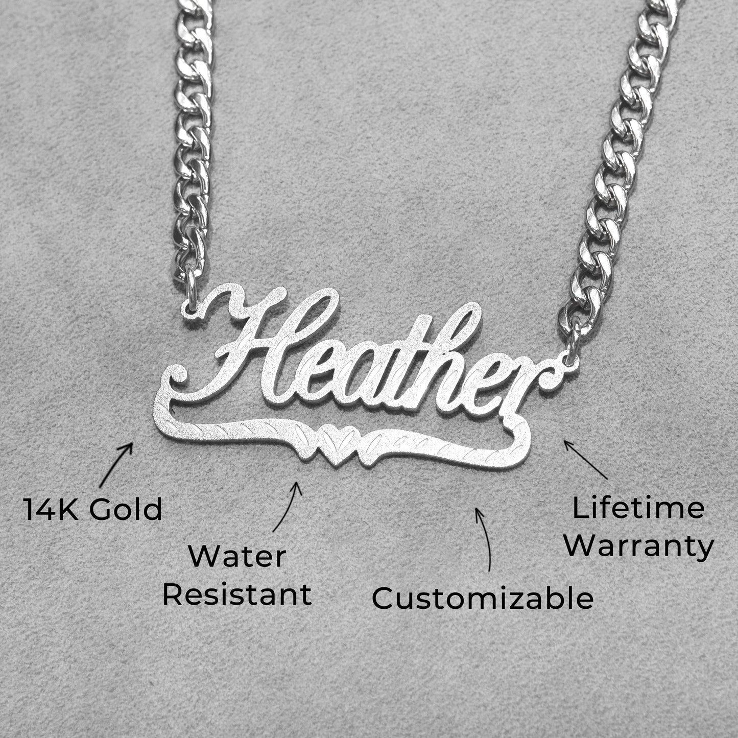 Women Jewelry - White Gold Name Necklace | Style # N42