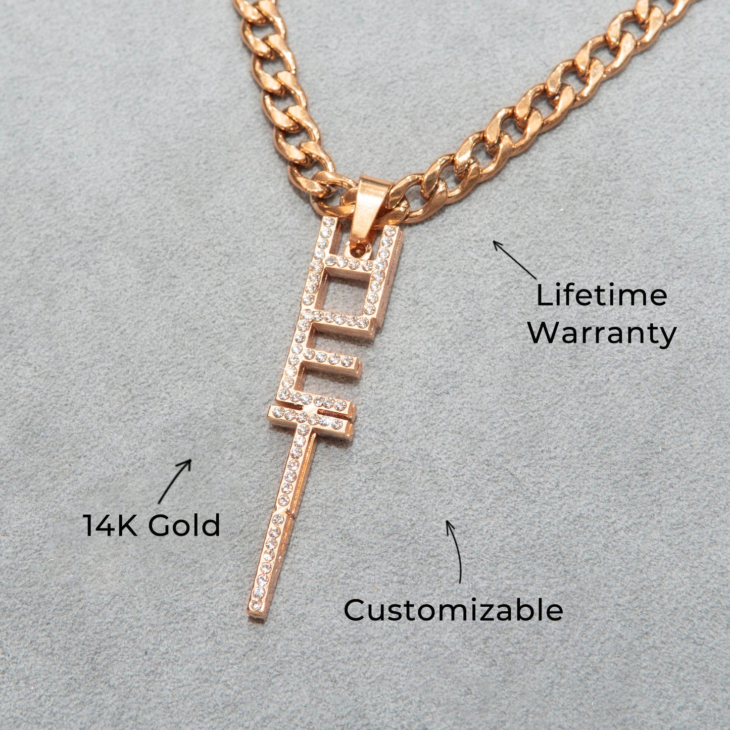 Women Jewelry - Rose Gold Iced Out VVS Name Necklace | Style # N21