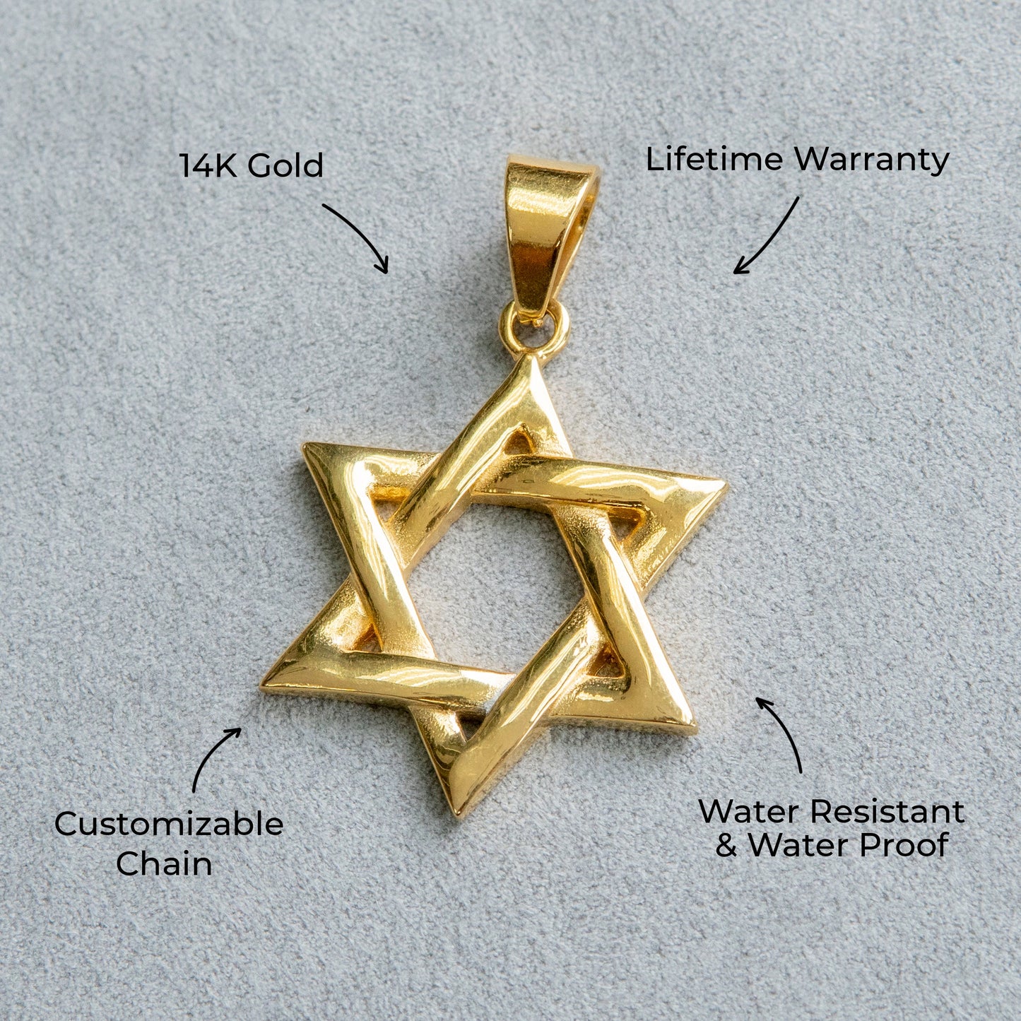 Mens Jewelry - 14K Gold Star of David Necklace | Appx. 12 Grams