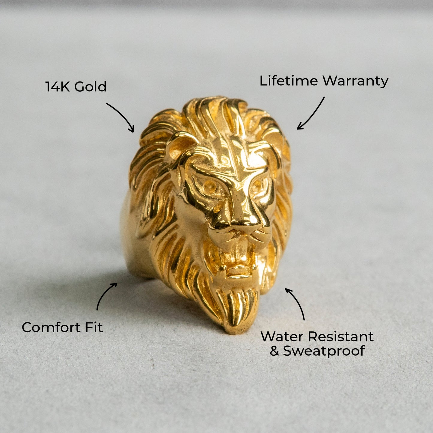 Mens Jewelry - Lion Head Gold Pinky Ring | 30 Grams