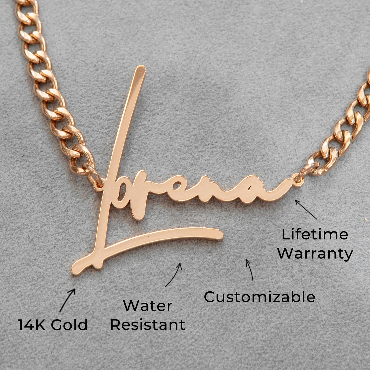 Women Jewelry - Rose Gold Name Necklace | Style # N30
