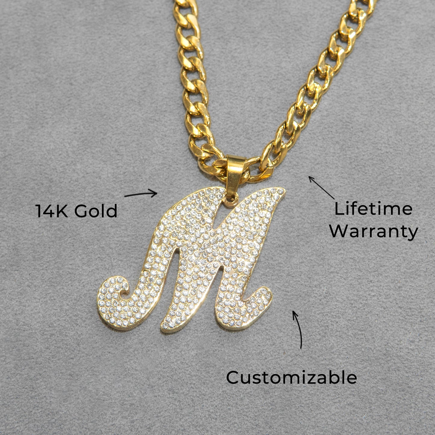Women Jewelry - Initial Iced Out VVS Necklace | Style # 48