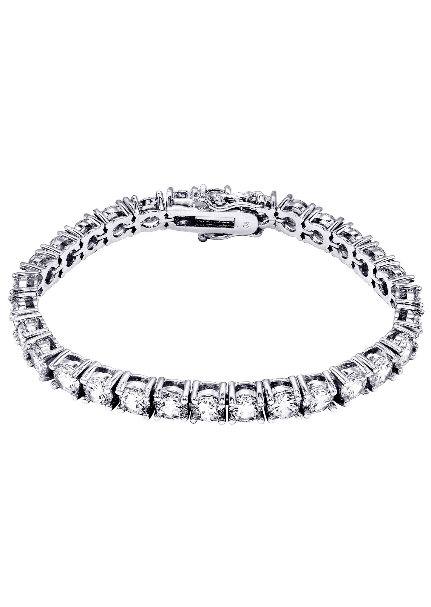Gold Jewelry - Mens 14K White Gold Iced Out VVS Tennis Bracelet