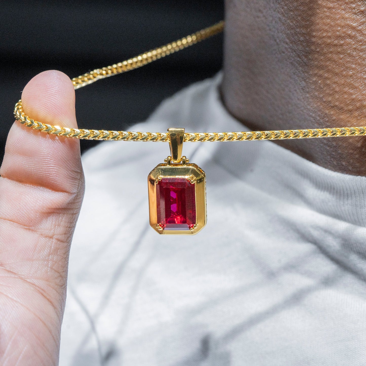 Mens Jewelry - Gold Ruby Necklace | Appx. 14 Grams