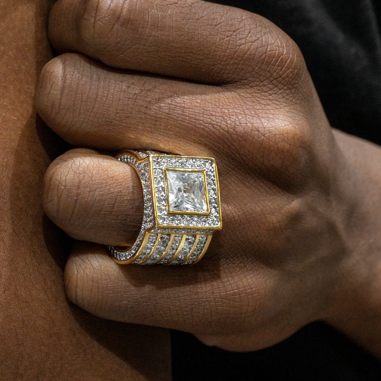 Mens Jewelry - 14K Gold Iced Out VVS Pinky Ring | 23.1 Grams