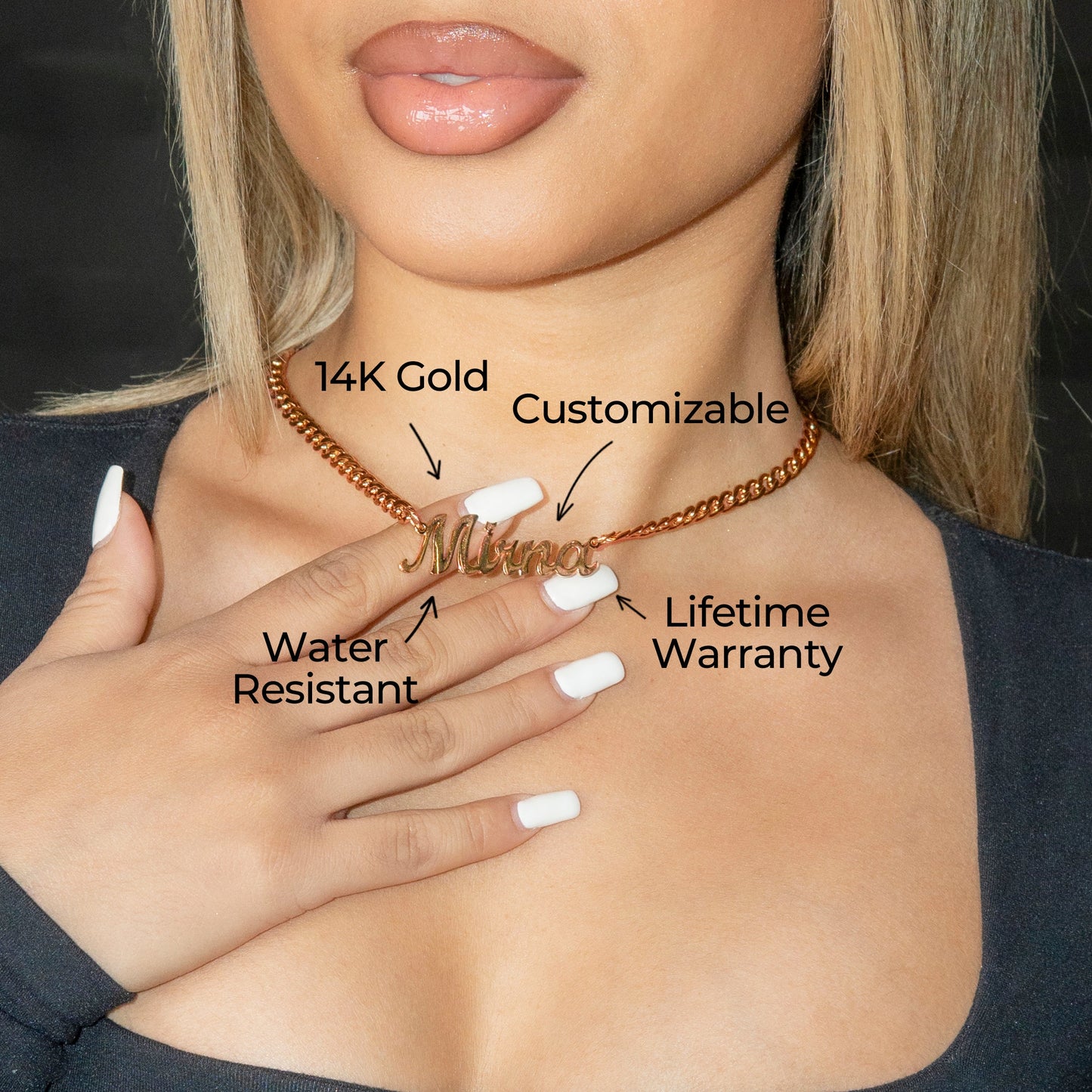Women Jewelry - Rose Gold Name Necklace | Style # N06