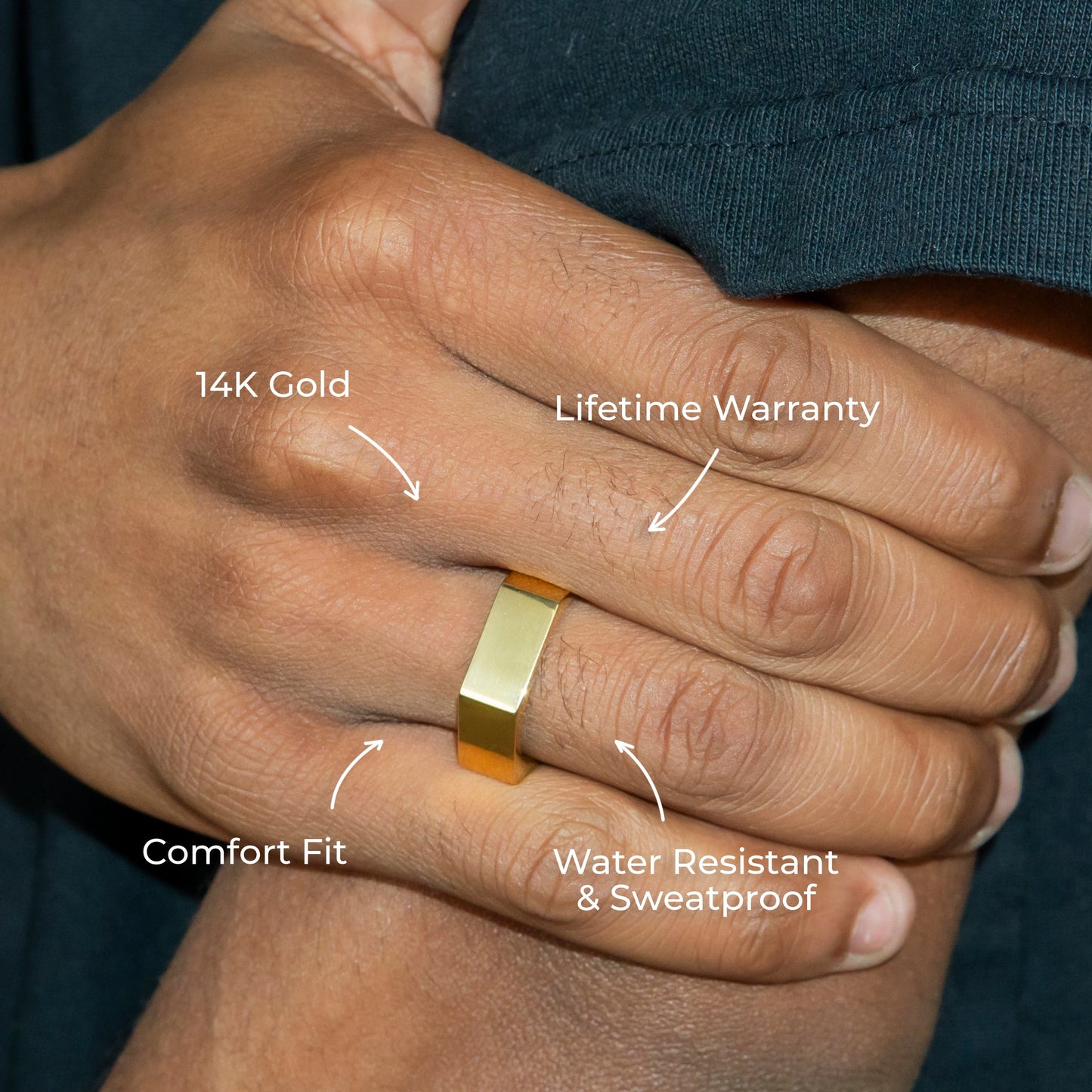 Mens Jewelry - Hexagon Gold Wedding Ring | 8 Grams