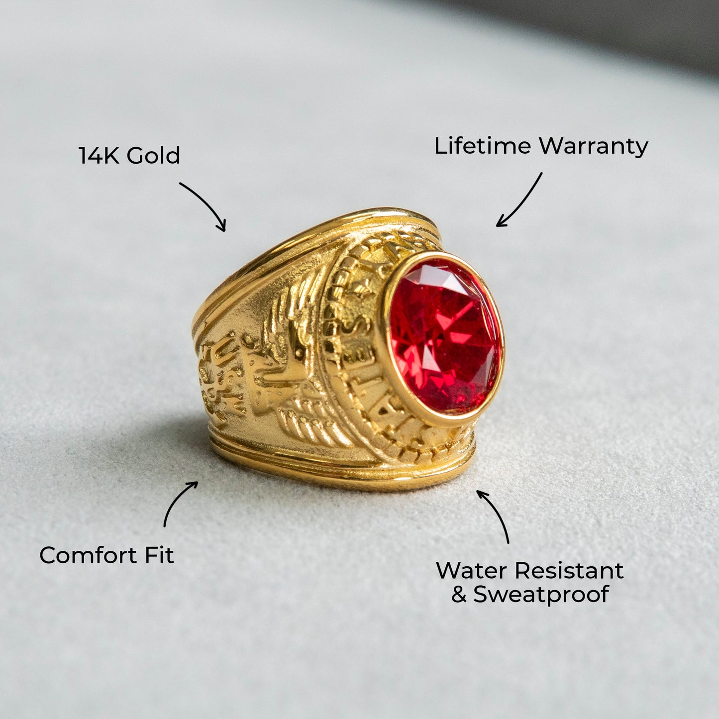 Mens Jewelry - Ruby Gold Pinky Ring | 12 Grams