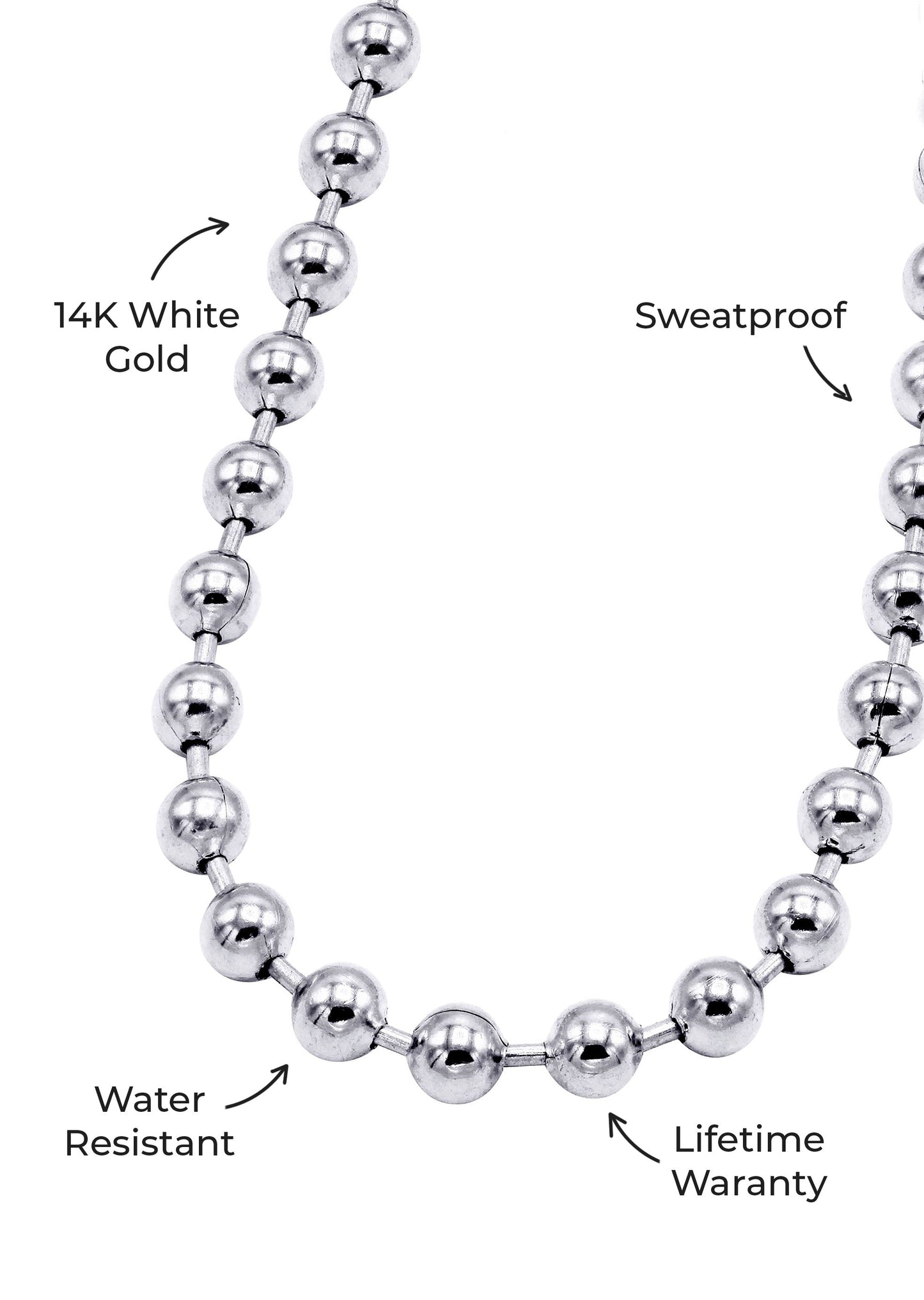 Gold Jewelry - Mens 14K White Gold Dog Tag Chain