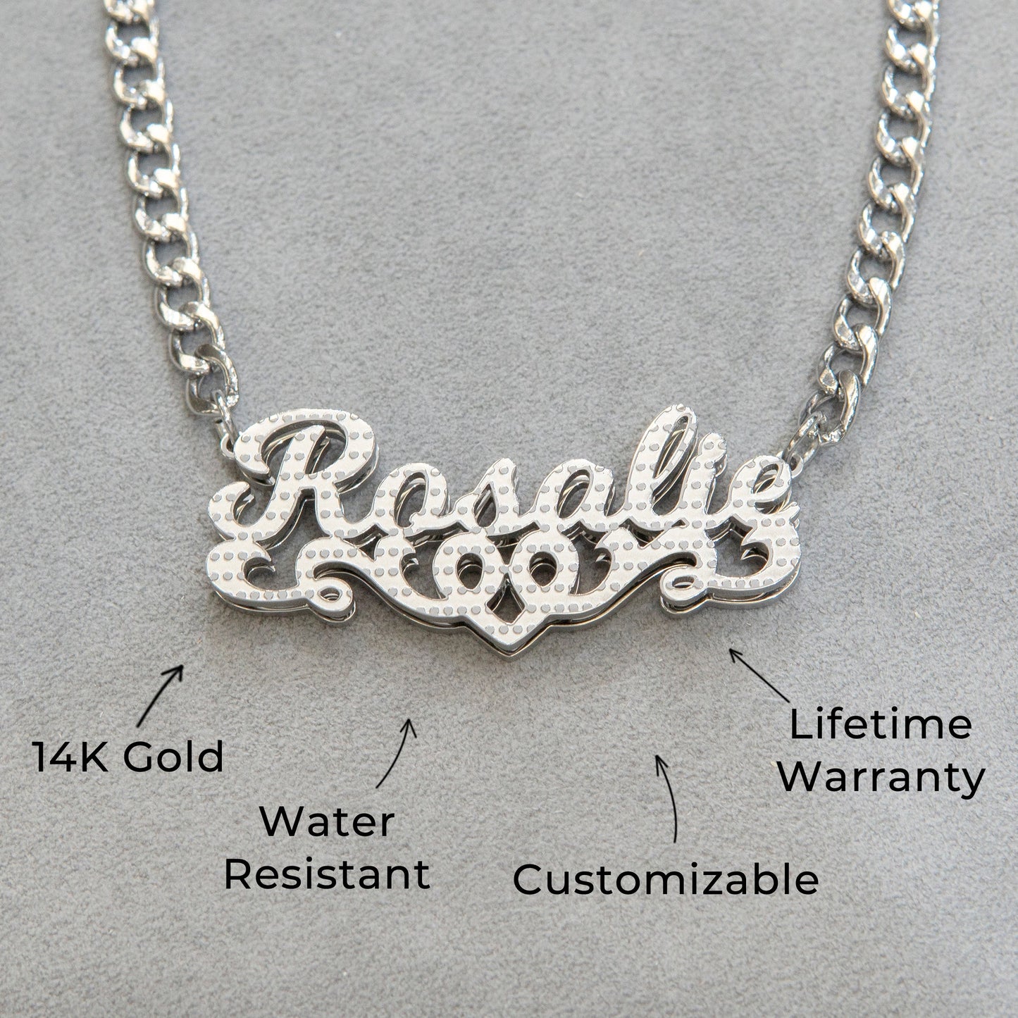 Women Jewelry - White Gold Name Necklace | Style # N41