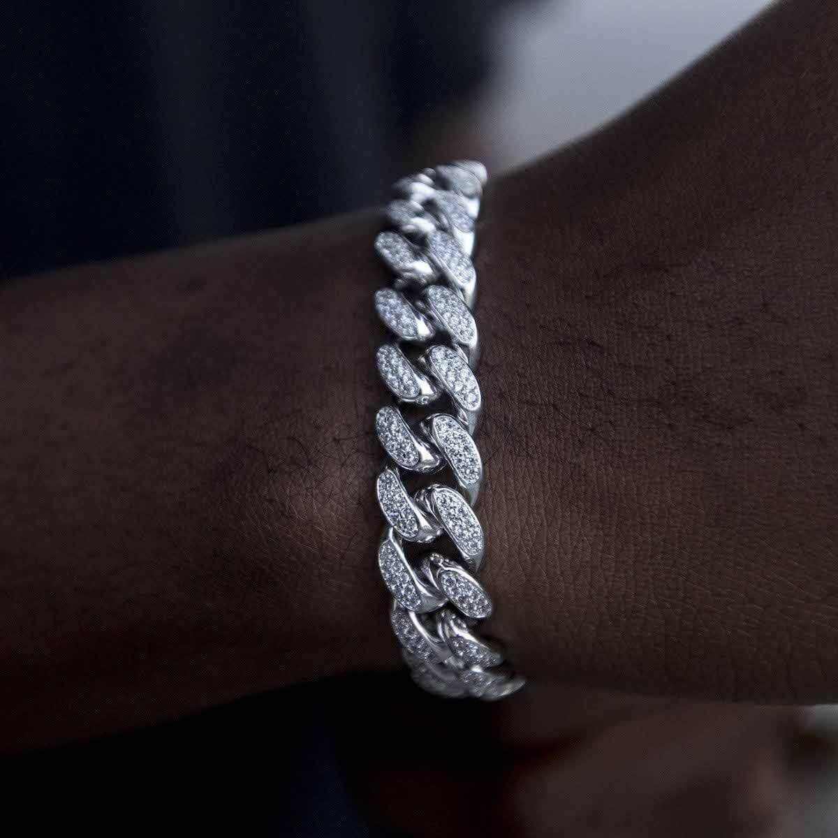 Diamond Cuban Chain + Bracelet Gift Bundle in White Gold - 12mm