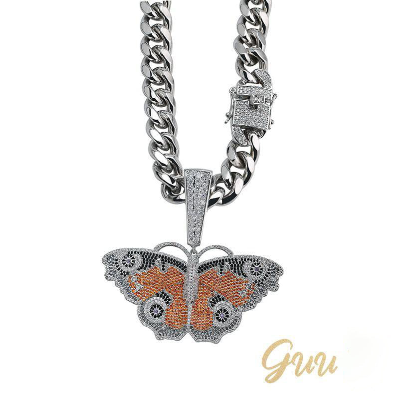 18K Gold-Plated Micro Inlay AAA CZ Butterfly Pendant