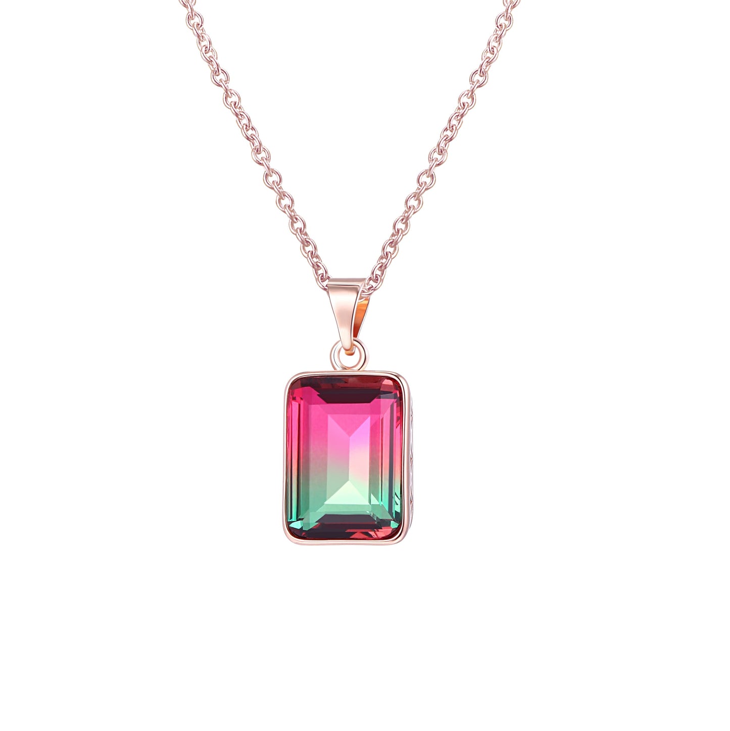 18K Gold Plated Emerald Cut Amethyst Necklace