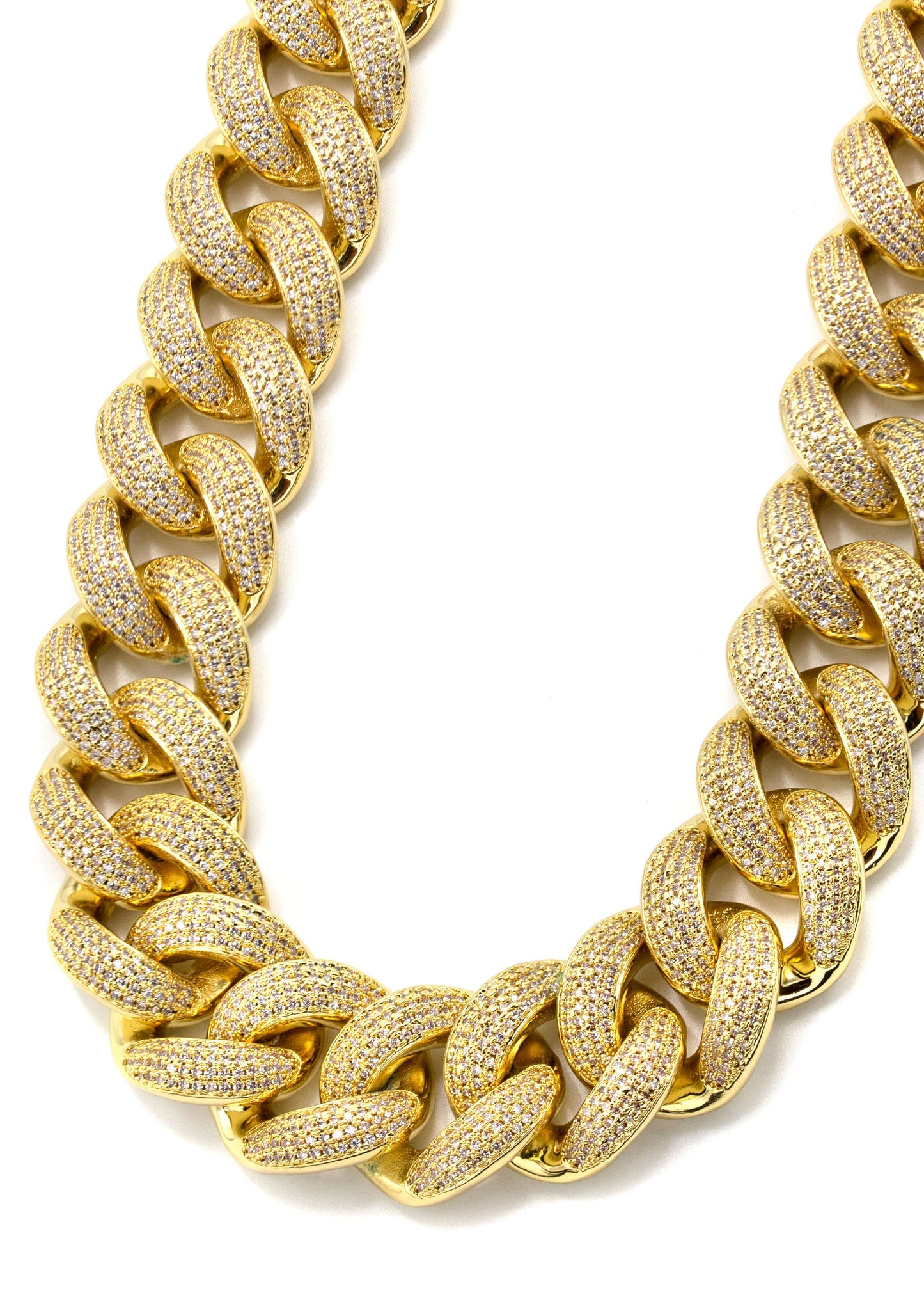 Gold Jewelry - Mens Big Gold Iced Out VVS Chain Miami Cuban Link 25MM