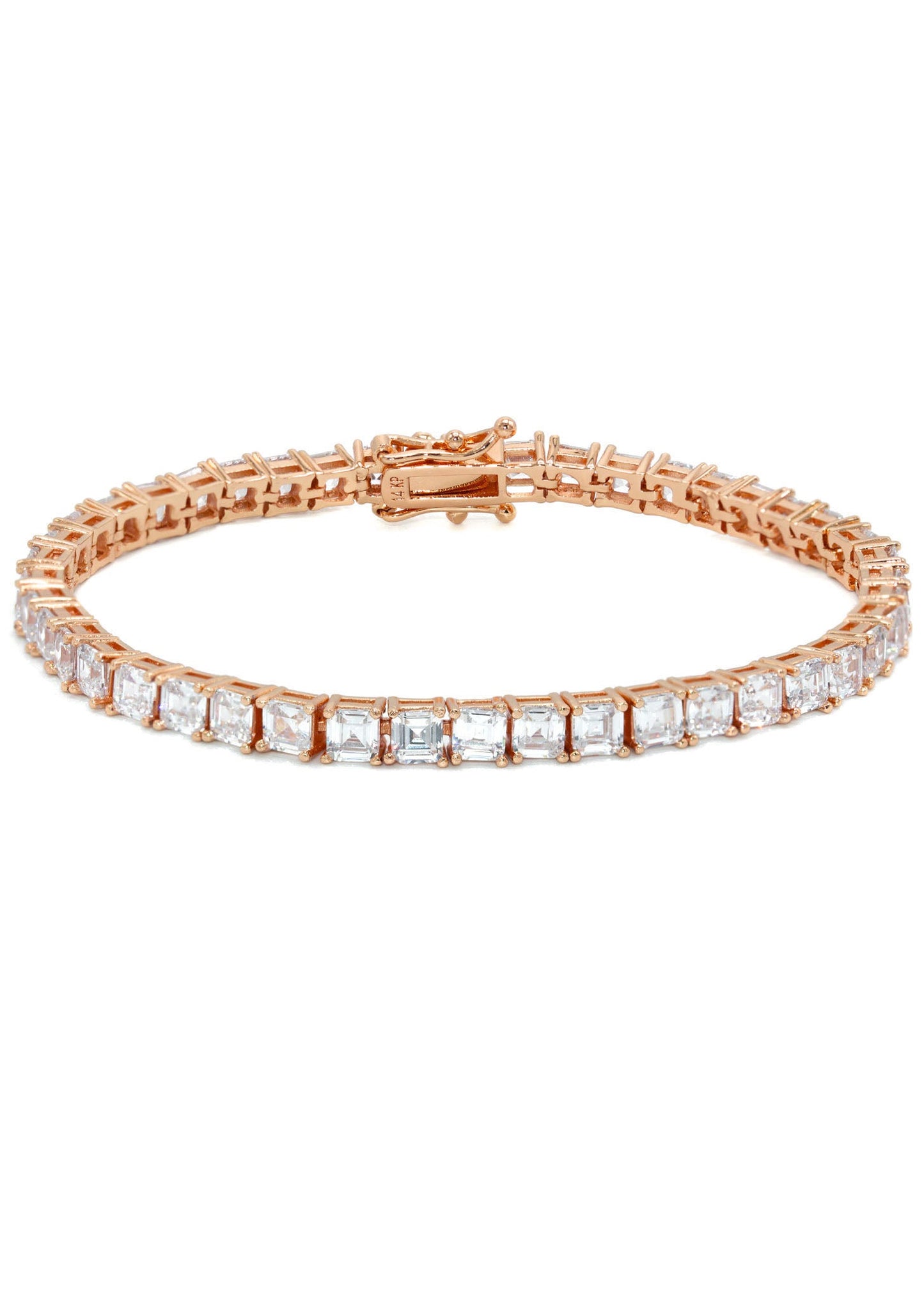 Gold Jewelry - Mens Rose Gold Asscher Cut Iced Out VVS Tennis Chain