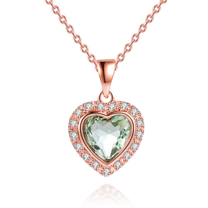 18K Rose Gold Plated Crystal Heart Necklace