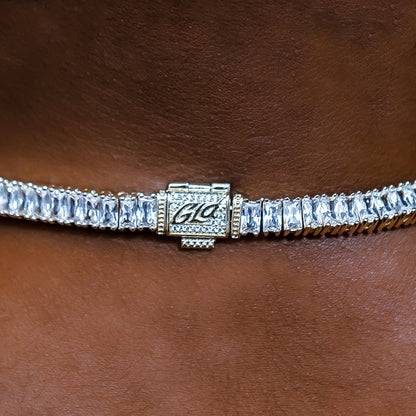 Diamond Baguette Tennis Chain + Bracelet Bundle in Yellow Gold- 6mm