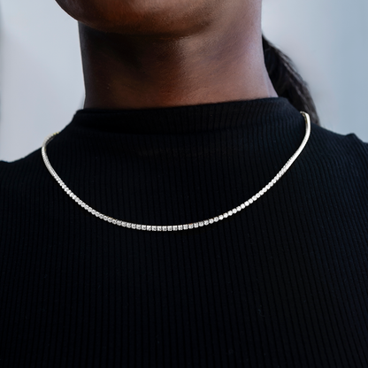 Complete Mini Tennis Essential Set - Adjustable Necklace + Bracelet with GLD Pouch in White or Yellow Gold - Perfect Gift Set
