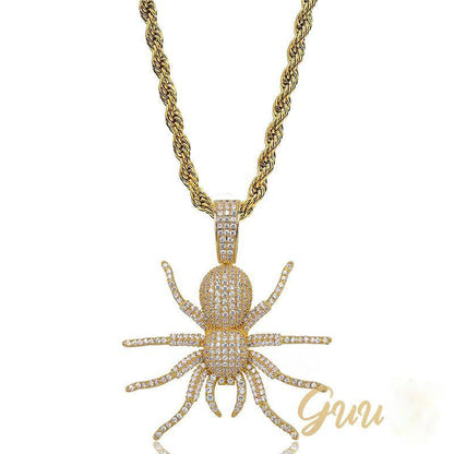 18K Gold-Plated AAA CZ Spider Pendant Necklace