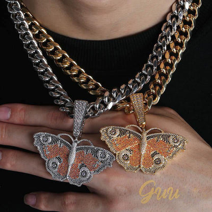 18K Gold-Plated Micro Inlay  AAA CZ Butterfly Pendant