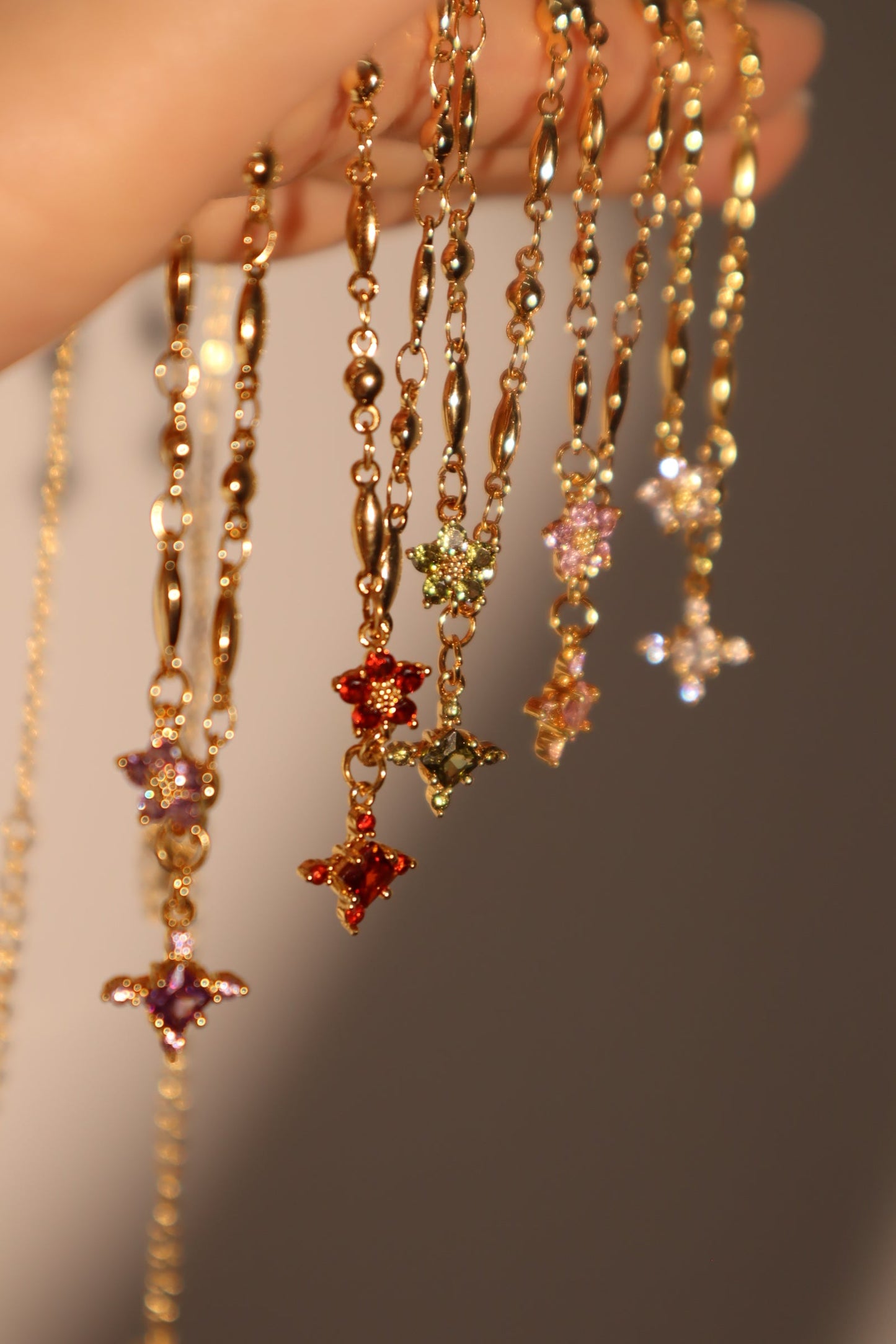 18K Real Gold Plated Peridot Starlight Cross Necklace