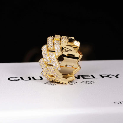 14MM Iced Prong Cuban Ring