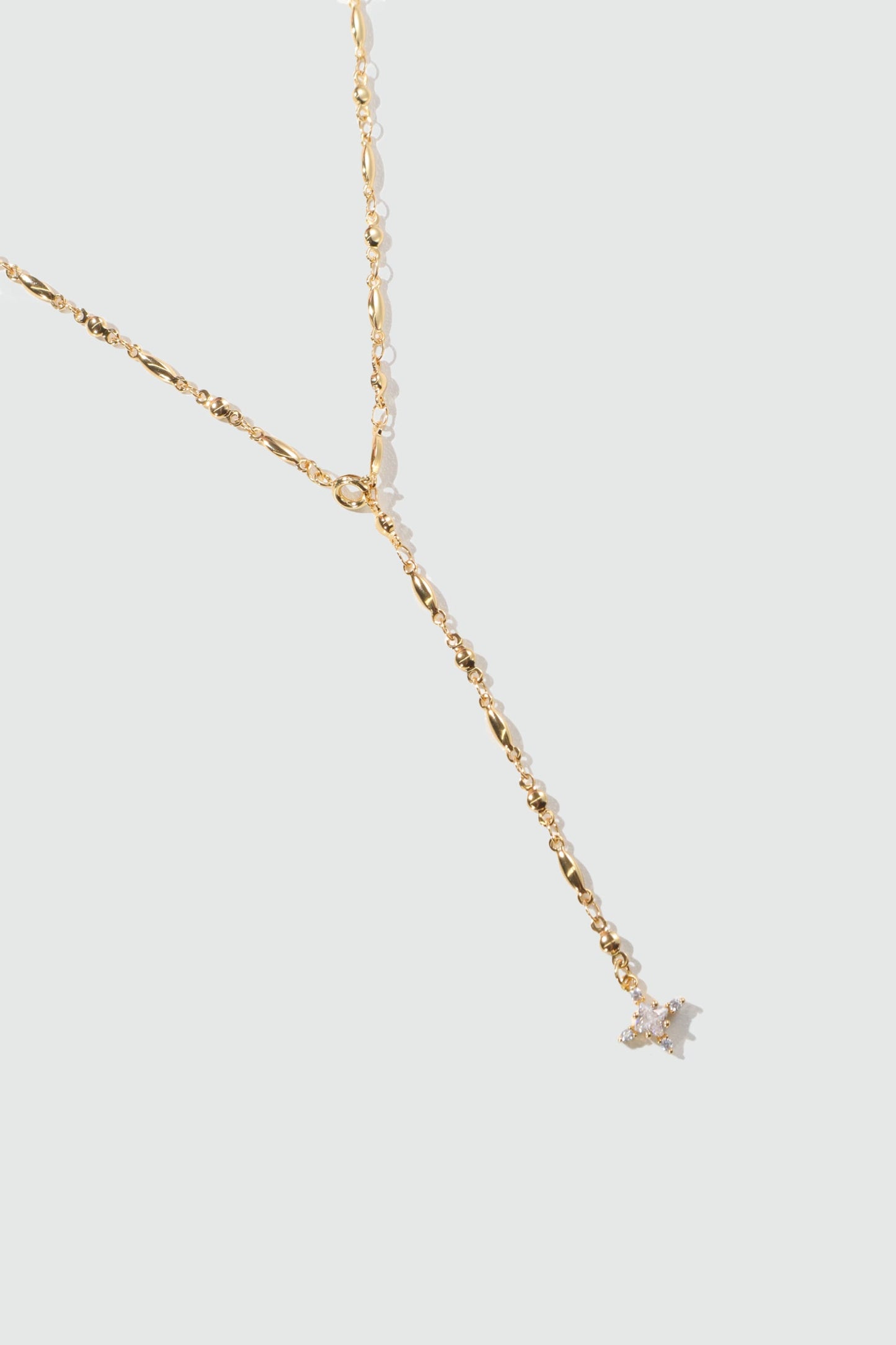 18K Real Gold Plated Starlight Cross Lariat Necklace