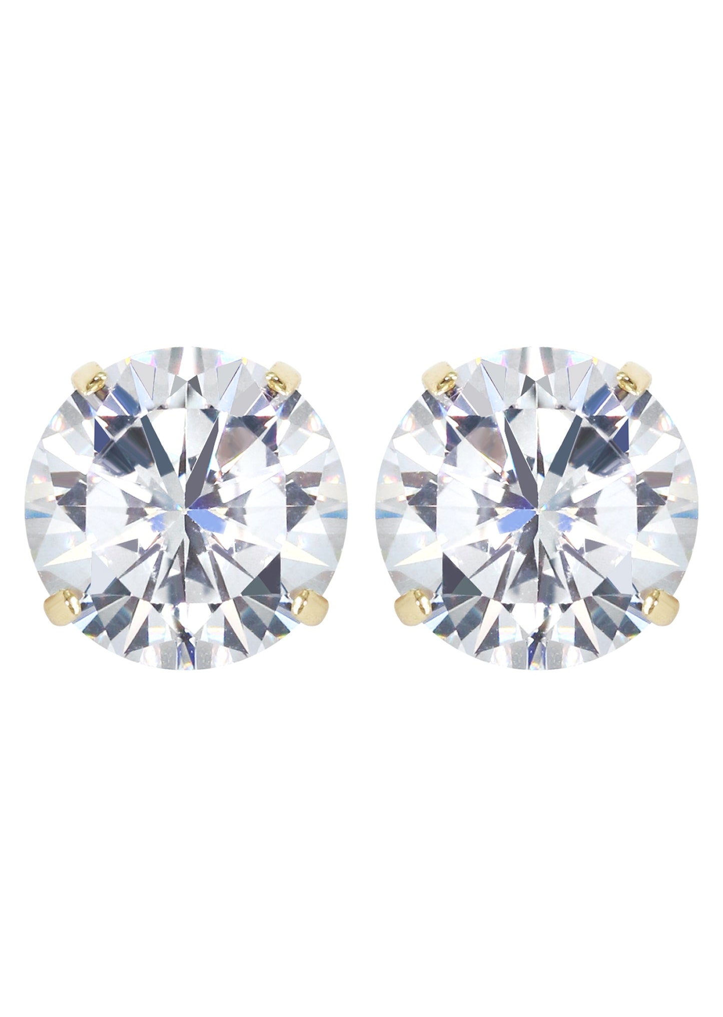 Mens Jewelry - Gold Push Backing Round Iced Out VVS Stud Earrings for Men