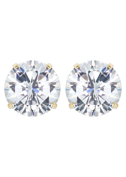 Mens Jewelry - Gold Push Backing Round Iced Out VVS Stud Earrings for Men