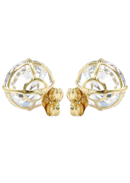 Mens Jewelry - Gold Push Backing Round Iced Out VVS Stud Earrings for Men
