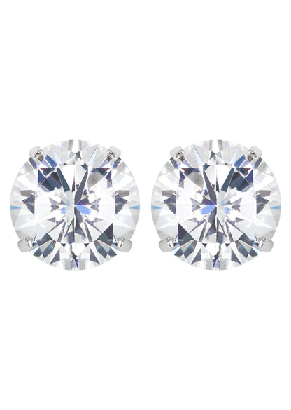 Mens Jewelry - Silver Push Back Round Iced Out VVS Stud Earrings for Men