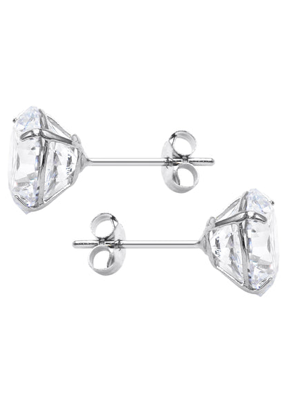 Mens Jewelry - Silver Push Back Round Iced Out VVS Stud Earrings for Men