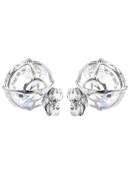 Mens Jewelry - Silver Push Back Round Iced Out VVS Stud Earrings for Men