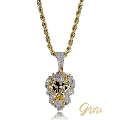 23mm Gold-Plated Micro-inlay Zircon # Lion Head # Rapper Chain